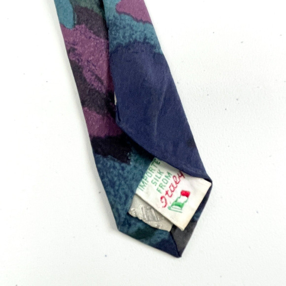 x'Andrini Abstract Retro Tie Italian Silk Made In USA Necktie Hand Sewn - Picture 4 of 7